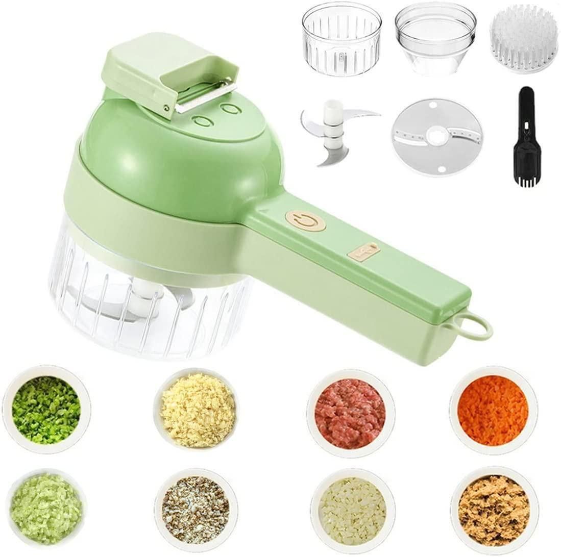 4 in 1 Portable Wireless Electric portable Vegetable Cutter Set,Food Processor for with Brush Electric Vegetable & Fruit Grater & Slicer  (1pcs 4 in 1 Handheld Electric Vegetable Cutter Set)