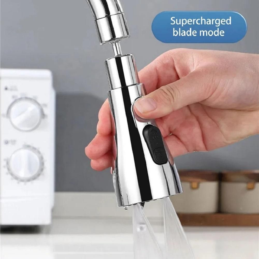 Universal Kitchen Faucet 3-Function Pull Down Sink Sprayer Attachment With Big Angle Rotatable Anti-Splash Head for Kitchen Rotating Sink Aerator (Silver)