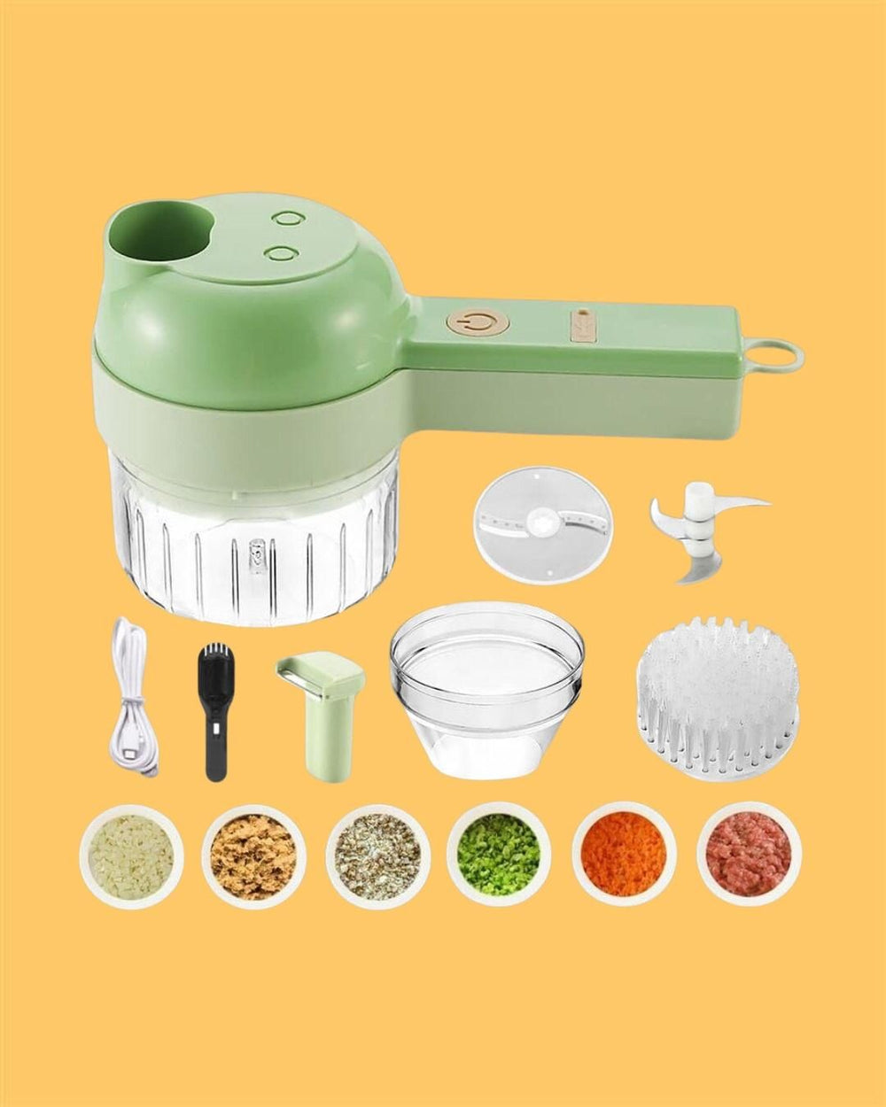 4 in 1 Portable Wireless Electric portable Vegetable Cutter Set,Food Processor for with Brush Electric Vegetable & Fruit Grater & Slicer  (1pcs 4 in 1 Handheld Electric Vegetable Cutter Set)