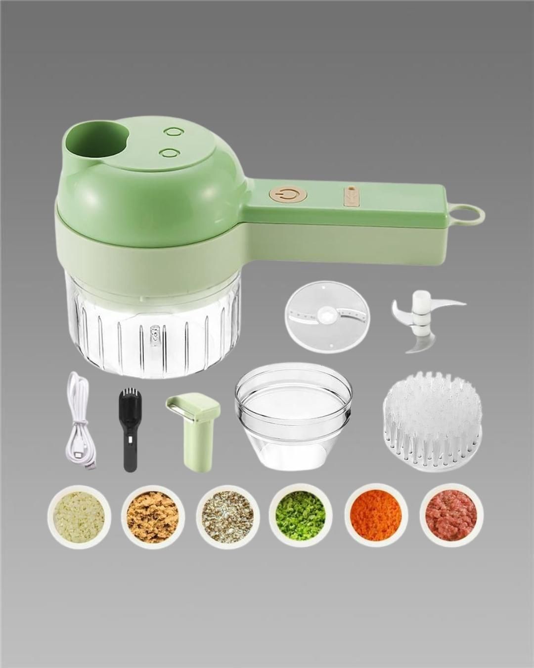 4 in 1 Portable Wireless Electric portable Vegetable Cutter Set,Food Processor for with Brush Electric Vegetable & Fruit Grater & Slicer  (1pcs 4 in 1 Handheld Electric Vegetable Cutter Set)